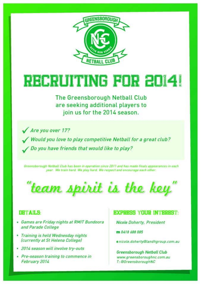 GNC 2014 player recruitment poster